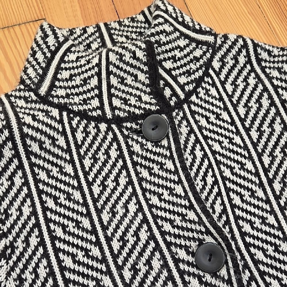 Cocogio Italy Navy White Geometric Knit Coatigan Longline Cardigan Size S - Picture 5 of 16